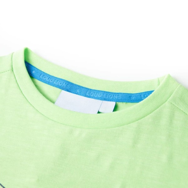 Camiseta para niños con estampado de tiburón verde neón 140