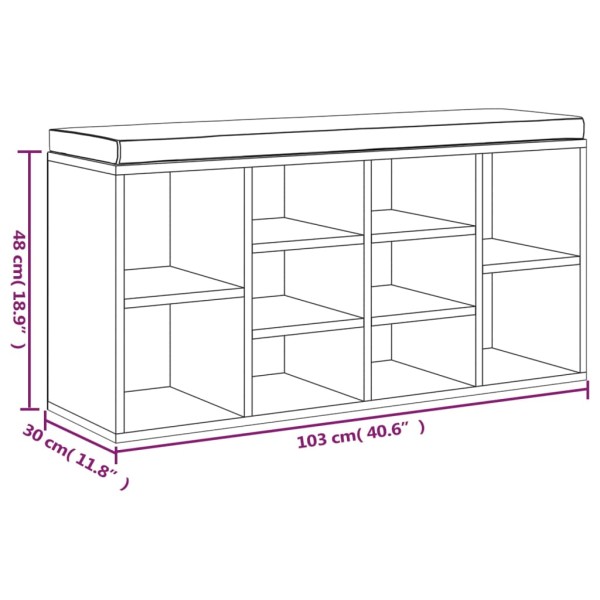 Banco zapatero madera contrachapada blanco brillo 103x30x48 cm