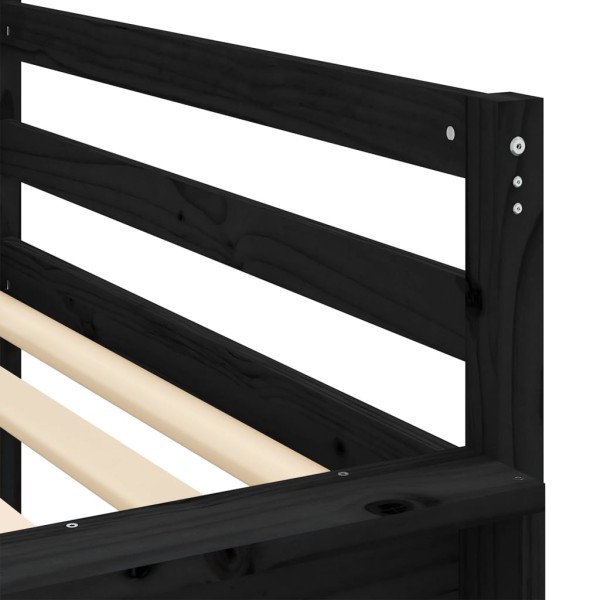 Cama alta niños con túnel madera pino blanco negro 90x190 cm