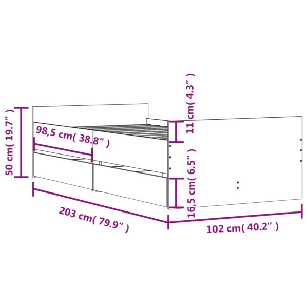 Estructura de cama con cajones blanco 100x200 cm