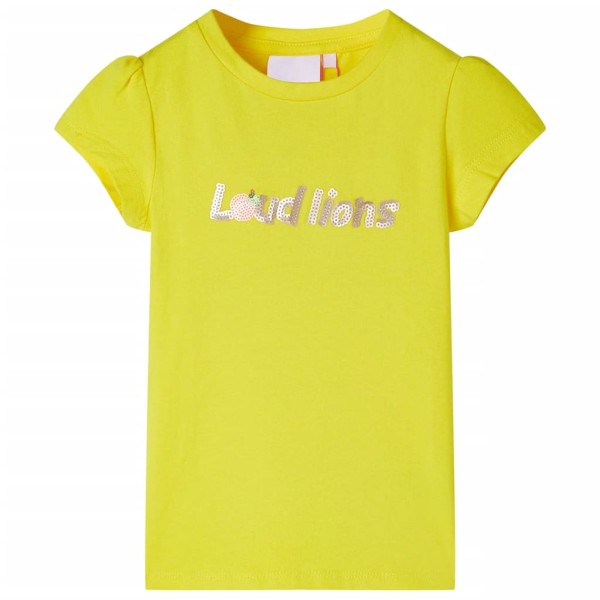 Camiseta para niños de manga casquillo amarillo chillón 140