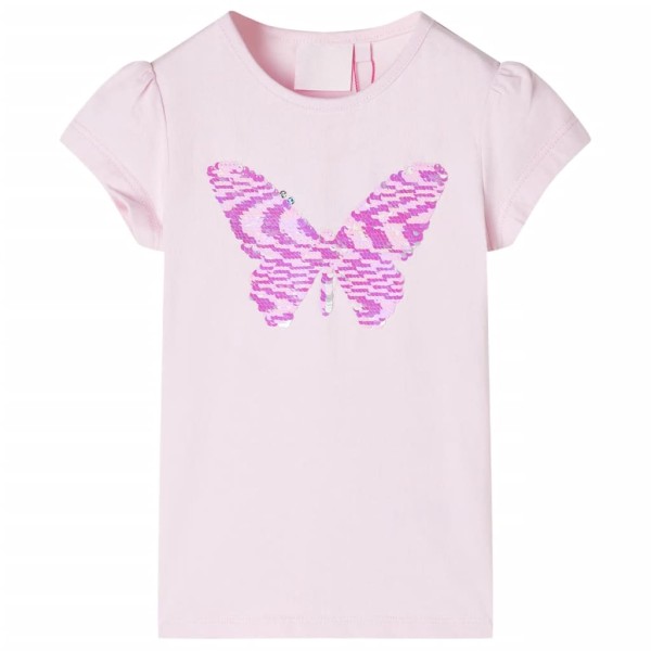 Camiseta de niños de manga casquillo rosa suave 140