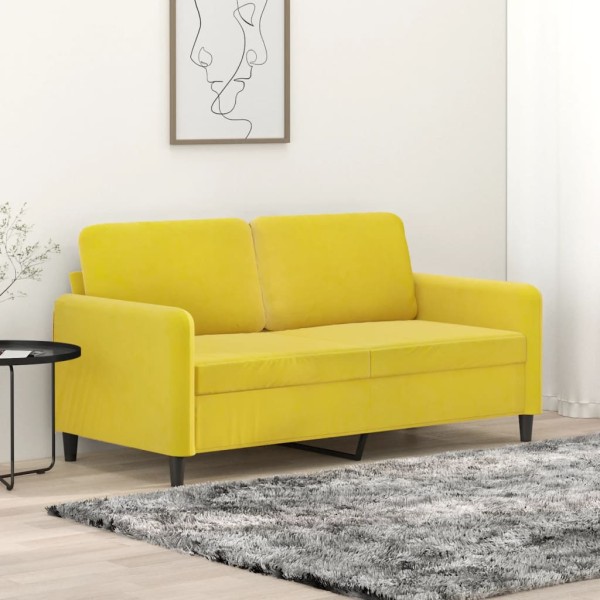 Sofá de 2 plazas terciopelo amarillo 140 cm