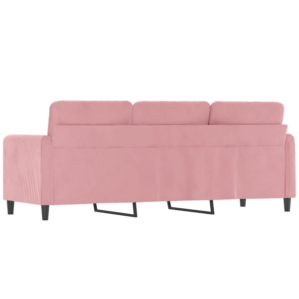 Sofá de 3 plazas terciopelo rosa 180 cm