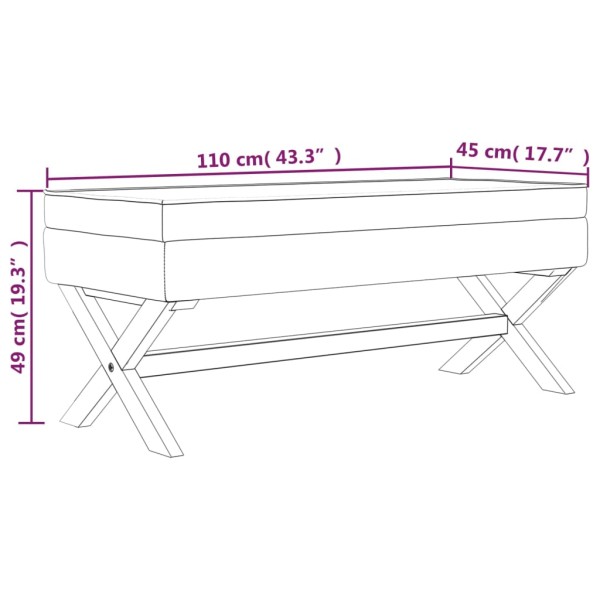 Taburete con almacenaje lino beige 110x45x49 cm