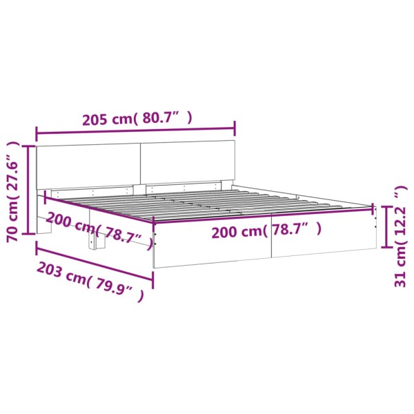 Estructura de cama con cabecero blanca 200x200 cm