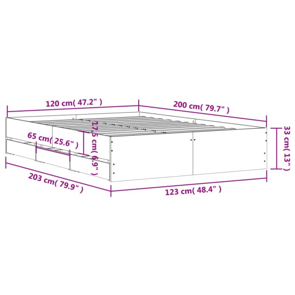 Cama con cajones madera de ingeniería blanco 120x200 cm