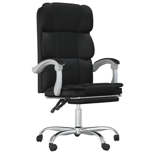 Silla de oficina reclinable cuero sintético negro