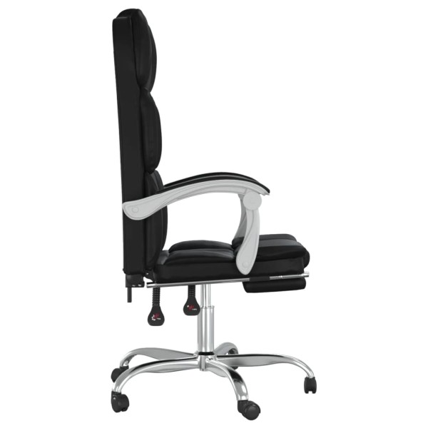 Silla de oficina reclinable cuero sintético negro