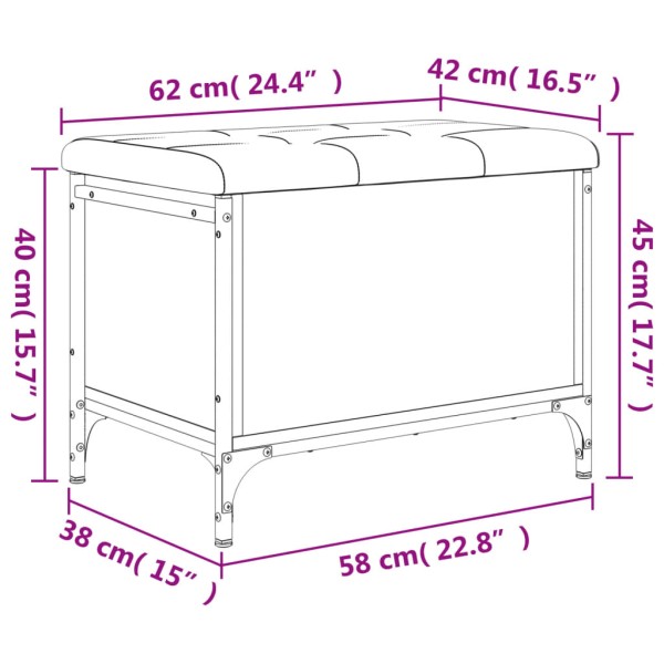 Banco con almacenaje madera ingeniería roble marrón 62x42x45 cm