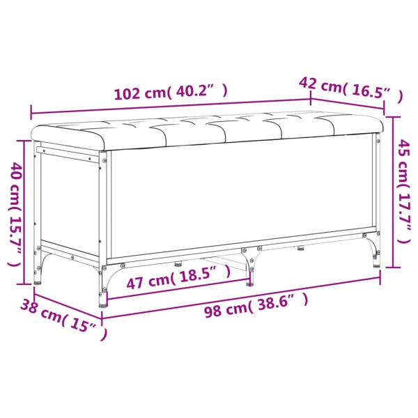 Banco con almacenaje madera ingeniería roble Sonoma 102x42x45cm