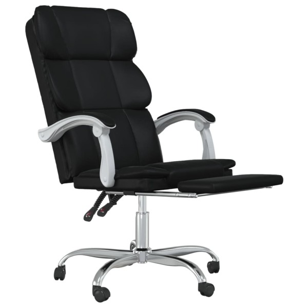 Silla de oficina reclinable cuero sintético negro