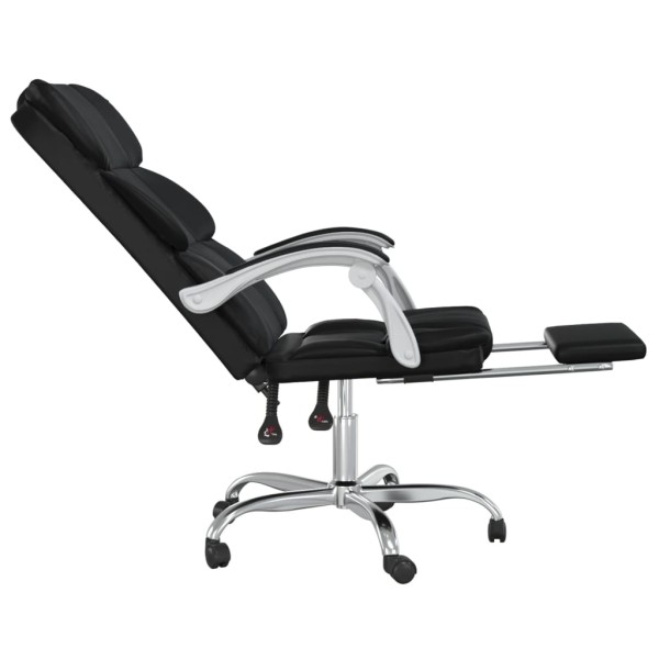 Silla de oficina reclinable cuero sintético negro