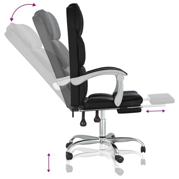 Silla de oficina reclinable cuero sintético negro