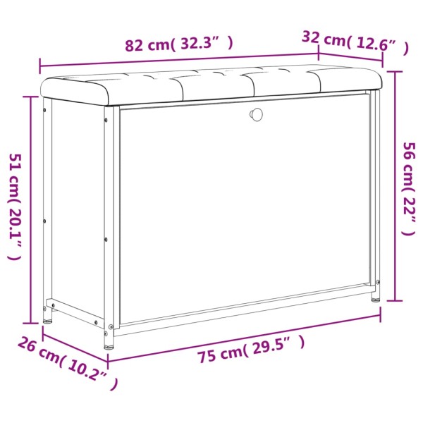 Banco zapatero con cajón abatible negro 82x32x56 cm