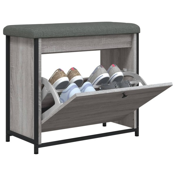 Banco zapatero con cajón abatible gris Sonoma 62x32x56 cm