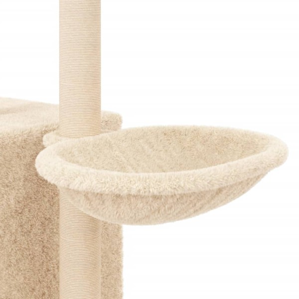 Rascador para gatos con postes de sisal color crema 145 cm