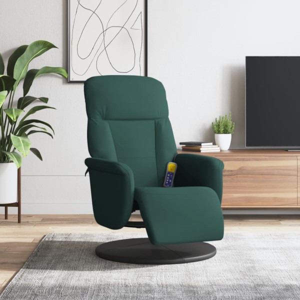 Sillón reclinable masaje con reposapiés terciopelo verde oscuro