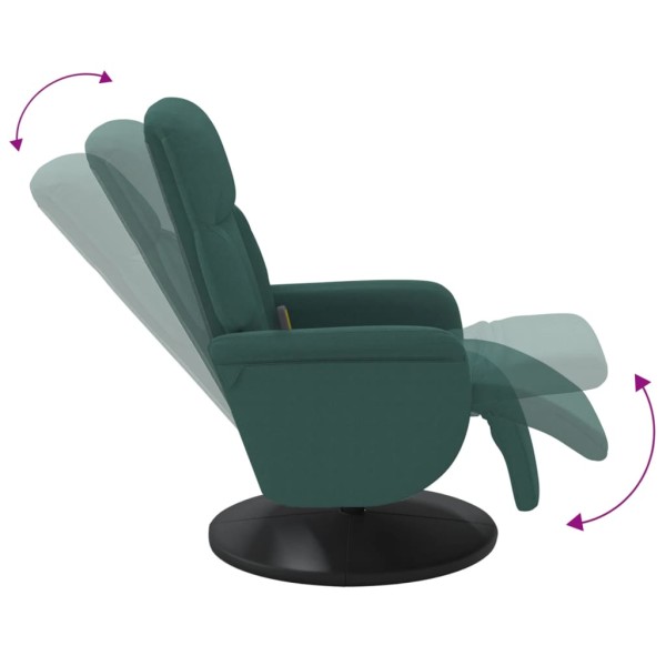 Sillón reclinable masaje con reposapiés terciopelo verde oscuro