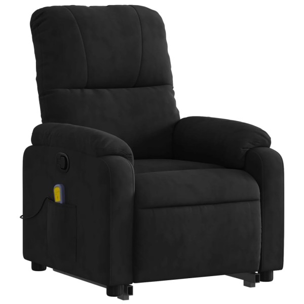 Sillón reclinable de masaje elevable tela de microfibra negro