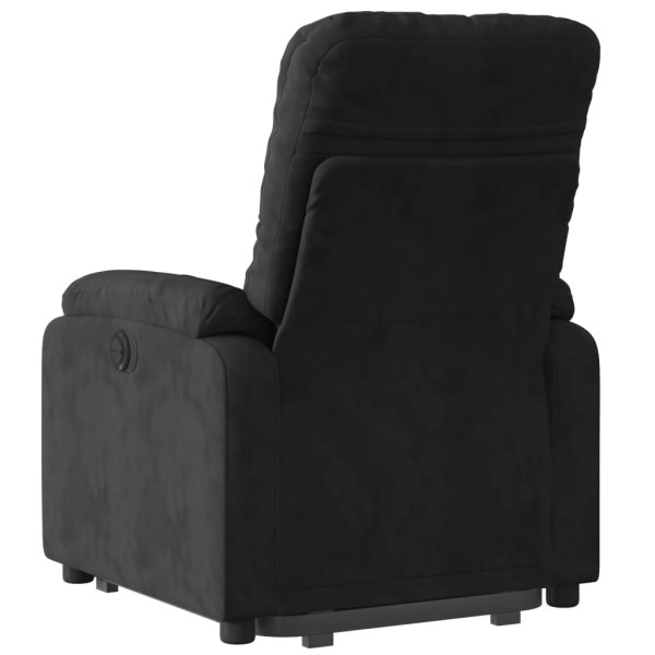 Sillón reclinable de masaje elevable tela de microfibra negro