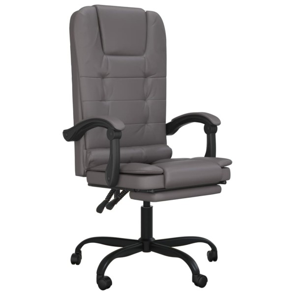 Silla de oficina reclinable masaje cuero sintético gris