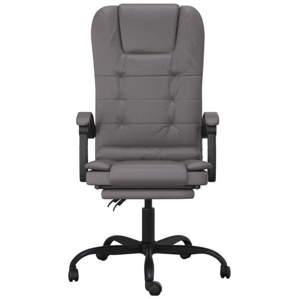 Silla de oficina reclinable masaje cuero sintético gris