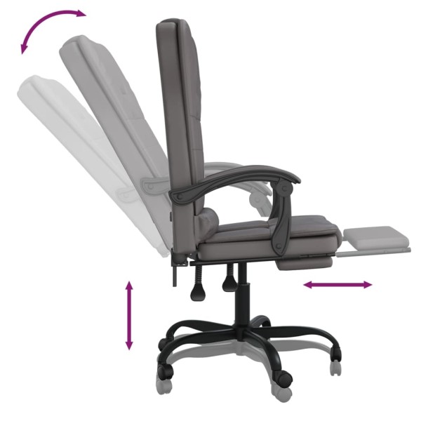 Silla de oficina reclinable masaje cuero sintético gris