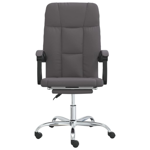 Silla de oficina reclinable cuero sintético gris