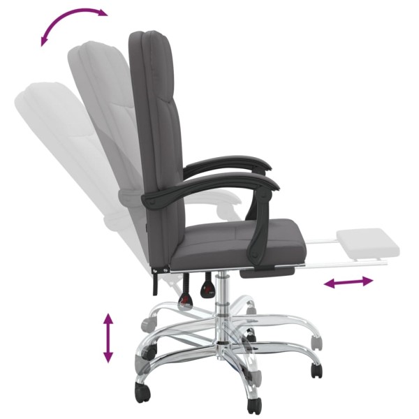 Silla de oficina reclinable cuero sintético gris