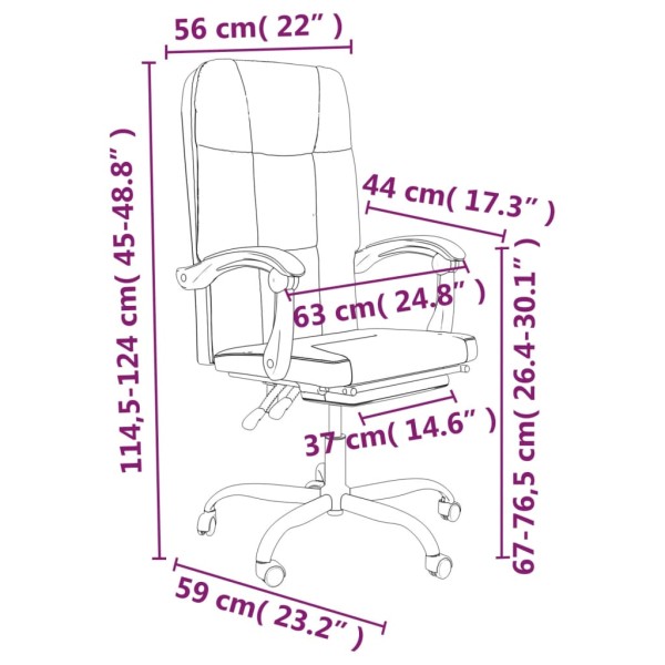 Silla de oficina reclinable cuero sintético gris