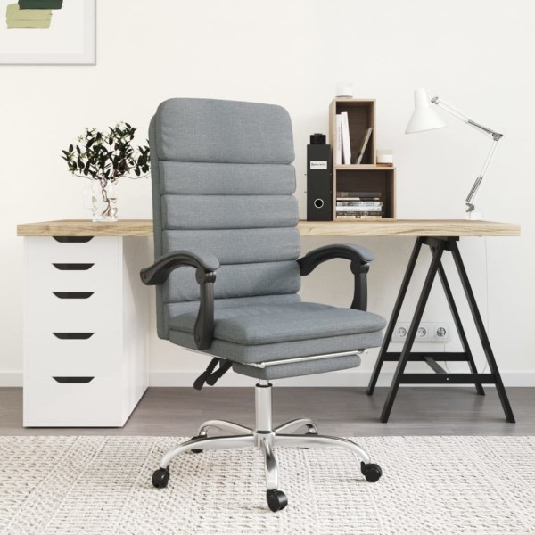 Silla de oficina reclinable con masaje de tela gris claro