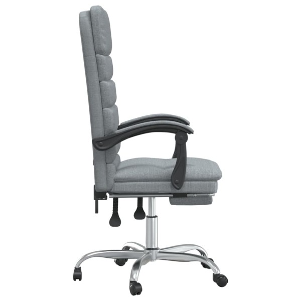 Silla de oficina reclinable con masaje de tela gris claro