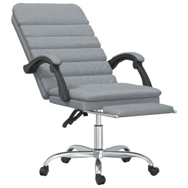 Silla de oficina reclinable con masaje de tela gris claro