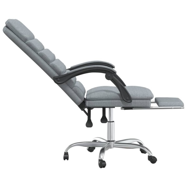 Silla de oficina reclinable con masaje de tela gris claro