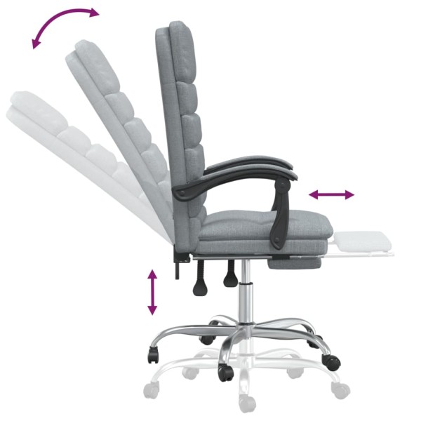 Silla de oficina reclinable con masaje de tela gris claro