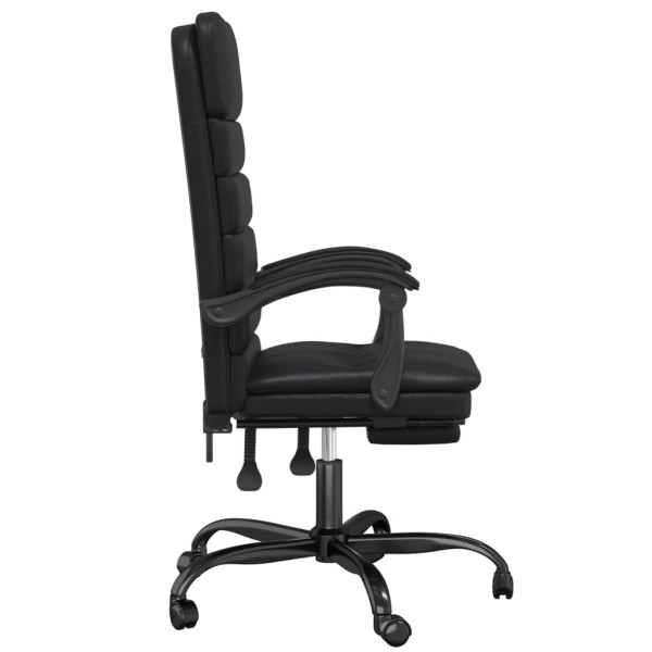 Silla de oficina reclinable masaje cuero sintético negro