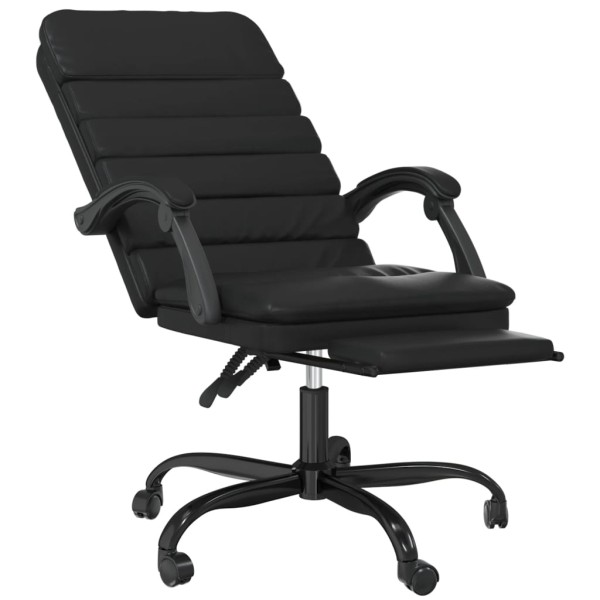 Silla de oficina reclinable masaje cuero sintético negro