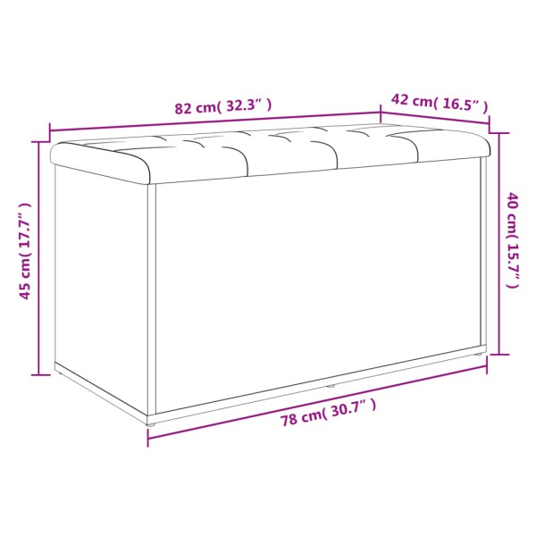 Banco con almacenaje madera ingeniería gris Sonoma 82x42x45 cm