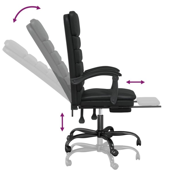 Silla de oficina reclinable masaje cuero sintético negro