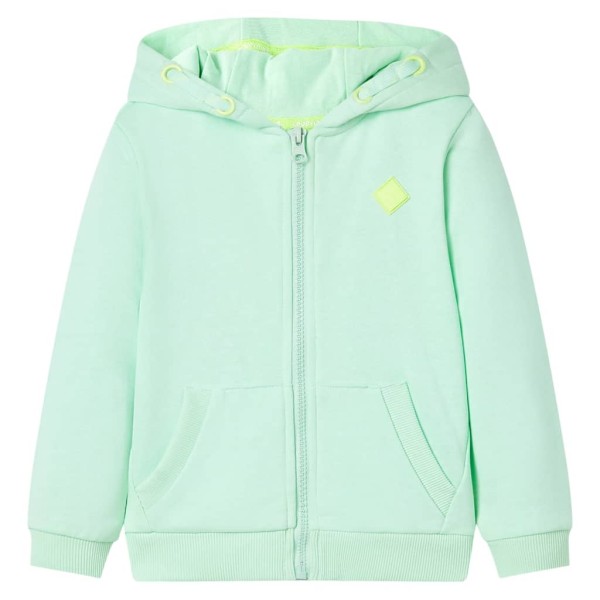 Sudadera para niños con capucha y cremallera verde brillante 92