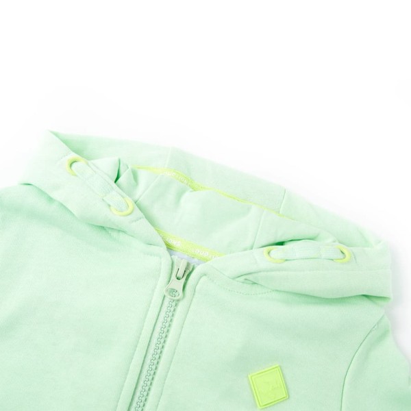 Sudadera para niños con capucha y cremallera verde brillante 92