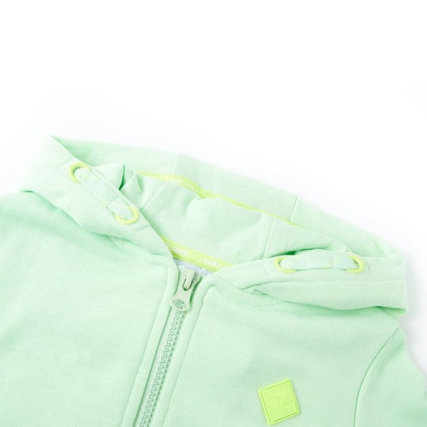 Sudadera para niños con capucha y cremallera verde brillante 116