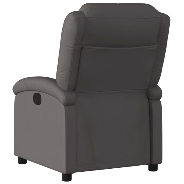 Sillón reclinable eléctrico de cuero auténtico gris