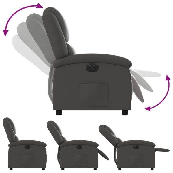 Sillón reclinable eléctrico de cuero auténtico gris