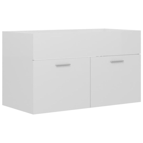 Armario para lavabo contrachapada blanco brillo 80x38,5x46 cm