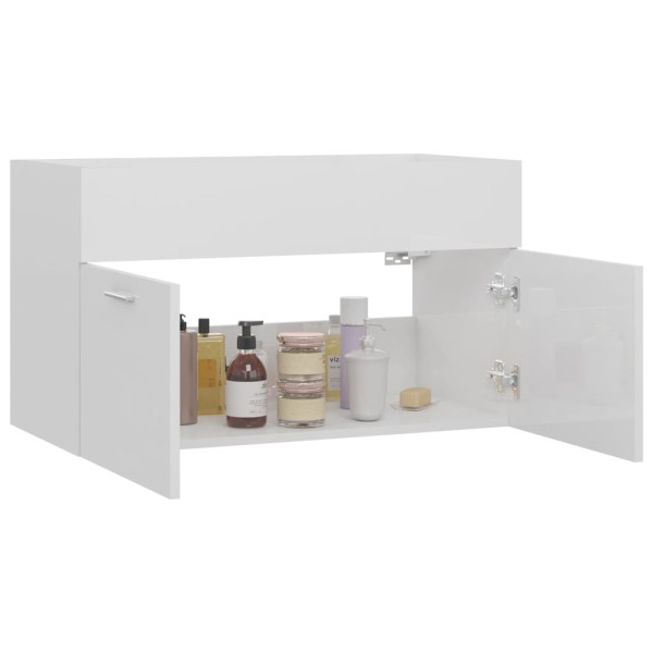 Armario para lavabo contrachapada blanco brillo 80x38,5x46 cm