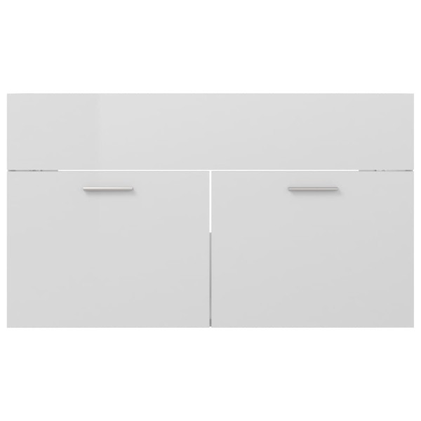 Armario para lavabo contrachapada blanco brillo 80x38,5x46 cm