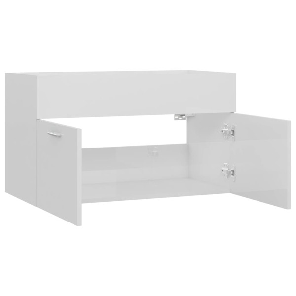 Armario para lavabo contrachapada blanco brillo 80x38,5x46 cm