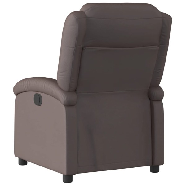 Sillón reclinable eléctrico de cuero auténtico marrón oscuro